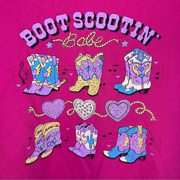 XL VINTAGE FUCHSIA PINK WESTERN BOOT SCOOTIN BABE 80s TEE TSHIRT COTTON - Picture 3 of 6